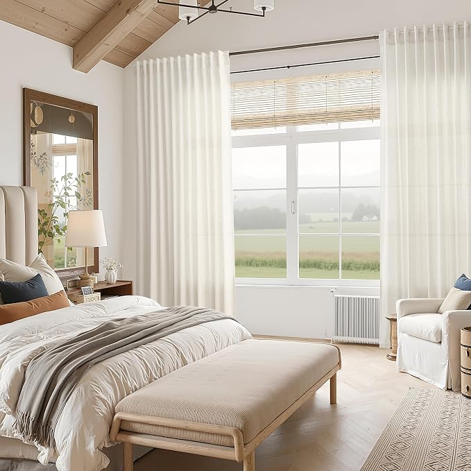 Natural Linen Curtains 84 Inch Length 2 Panels Set - Image 7