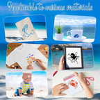 100 Pcs Stencils for Painting on Wood Reusable Stencil Crafts Drawing Templates Holiday Wall Paper for DIY Scrapbook Home 2 x 2 Inch(Marine Life)