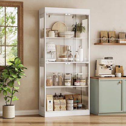 70.1" Display Cabinet with Glass Doors, 4-Tier Curio Cabinet - Image 8