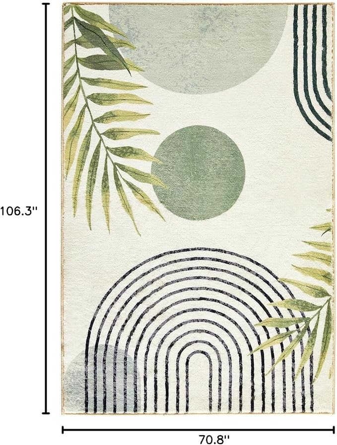 RoomTalks Mid Century Modern Washable Rug, Boho Cute Aesthetic 6x9 Area Rugs - Image 2