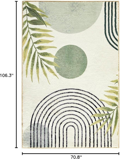 RoomTalks Mid Century Modern Washable Rug, Boho Cute Aesthetic 6x9 Area Rugs - Image 2