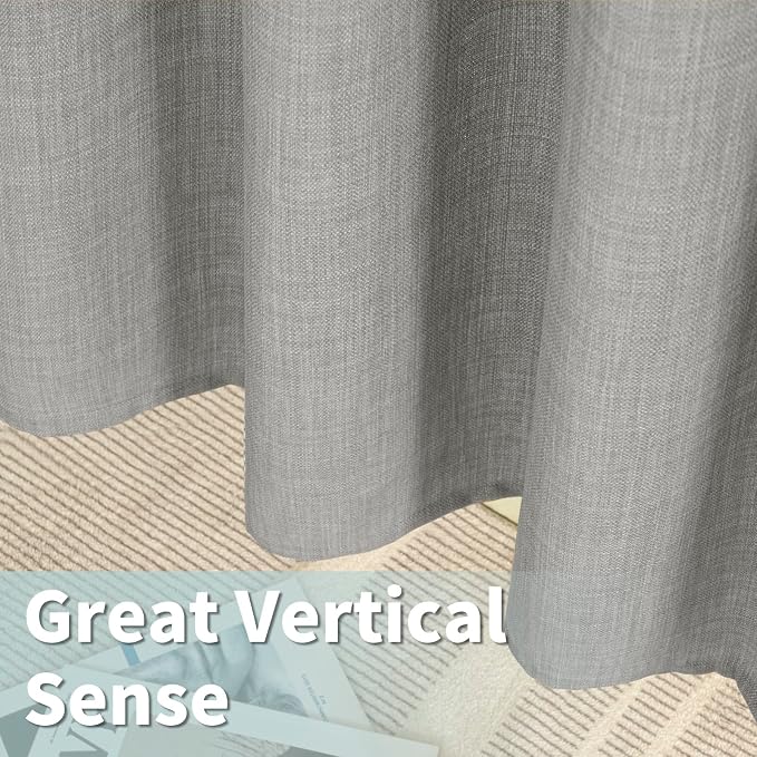 72 inch Length Linen Curtains for Living Room 2 Panels, Soft Privacy Drapes - Image 6