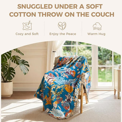 LUTBM Throw Blanket for Bed 100% Cotton Blankets for Bedroom Living Room Summer - Image 5