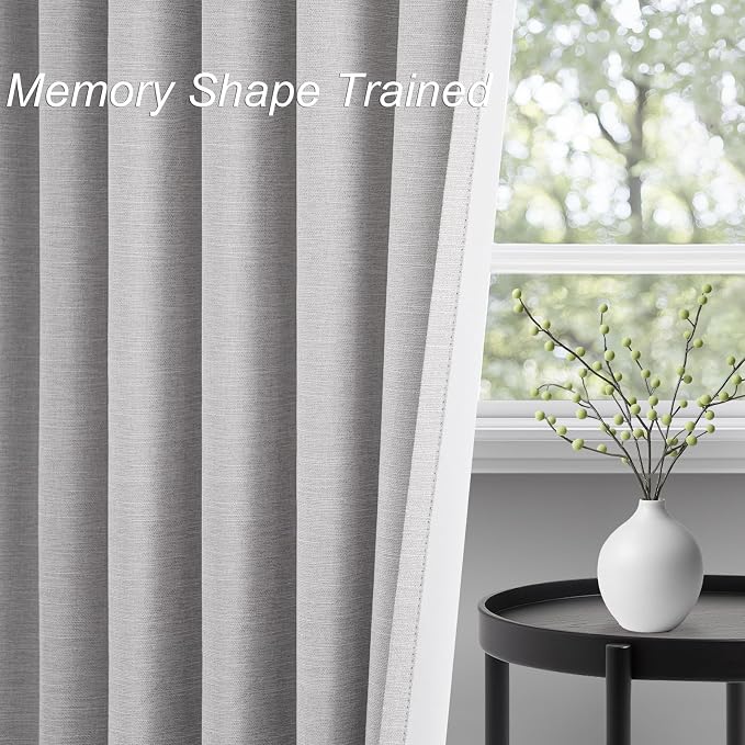 Topfinel Extra Long Total Blackout Grey Linen Curtains 108 Inches Long - Image 4