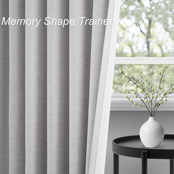 Topfinel 102 Inches Long Custom Blackout Linen Curtains, Burlap Drapes 2 Panels - Image 4