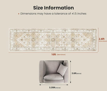AMADA HOMEFURNISHING 2'6"x10' Washable Area Rug, Low-Profile Entryway Rug - Image 2