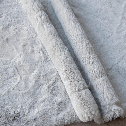 ORINOVA Grey Washable Fluffy Round Rugs 6ft Faux Bunny Fur Rugs - Image 9