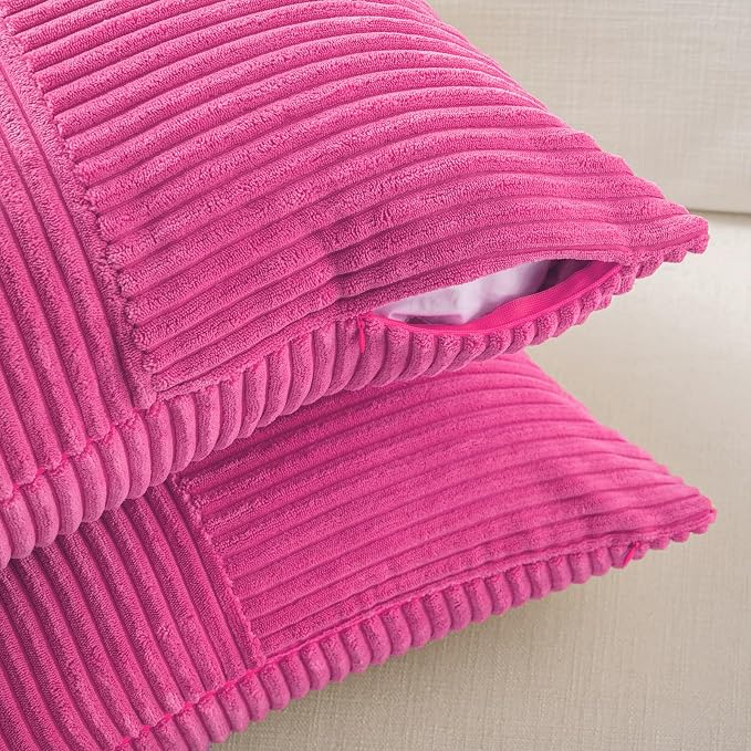Fancy Homi 2 Packs Hot Pink Decorative Throw Pillow Covers 18x18 Inch - Image 4