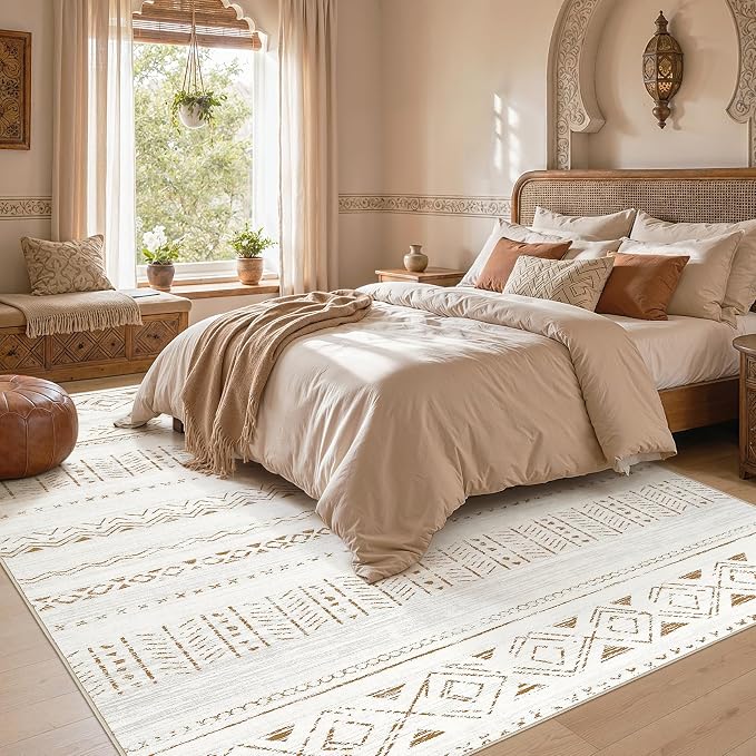 cotiled Boho 6x8 Area Rugs for Living Room: Soft Moroccan Washable Rug | Stain - Image 6