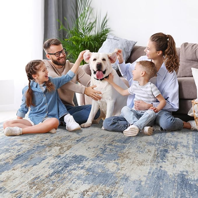Aelenmu 5x7 Area Rugs for Living Room Bedroom Dining Room Washable Blue | Soft - Image 8