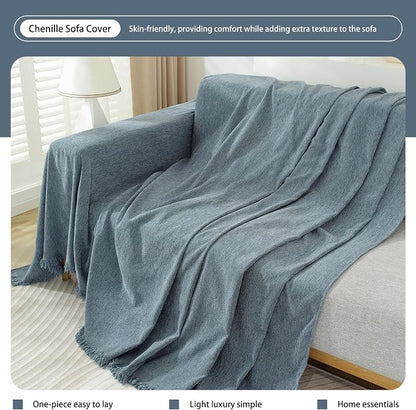 DREAMINGO Modern Minimalism Couch Cover Pets Loveseat Protector Greyish Blue - Image 5