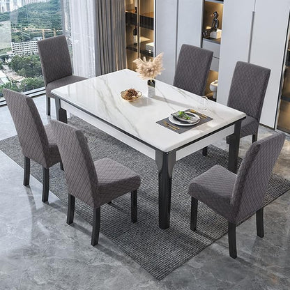 Genina Waterproof Chair Covers for Dining Room Set of 6, Stretch Jacquard - Image 6