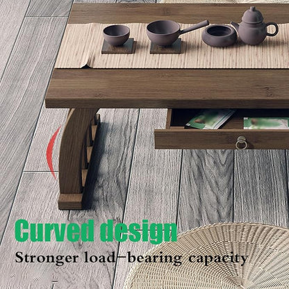 Portable Japanese Wooden Rectangular Floor Table - Image 5