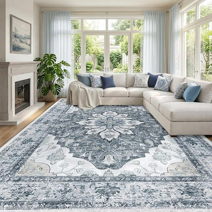 RELEANY Washable Area Rug, Large 9'x12', Water Repellent, Pet Friendly by RELEANY
