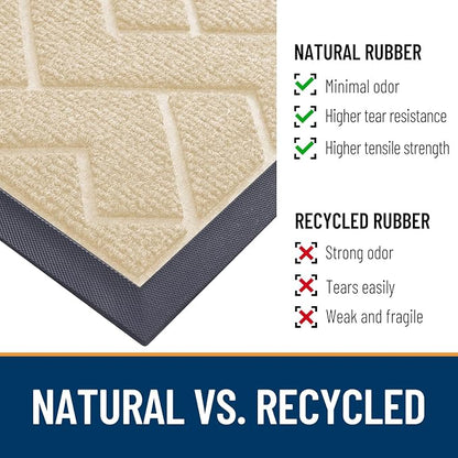 OLANLY Front Door Mat Outside 59x23, All-Season Absorbent Rubber Doormat | Beige - Image 5