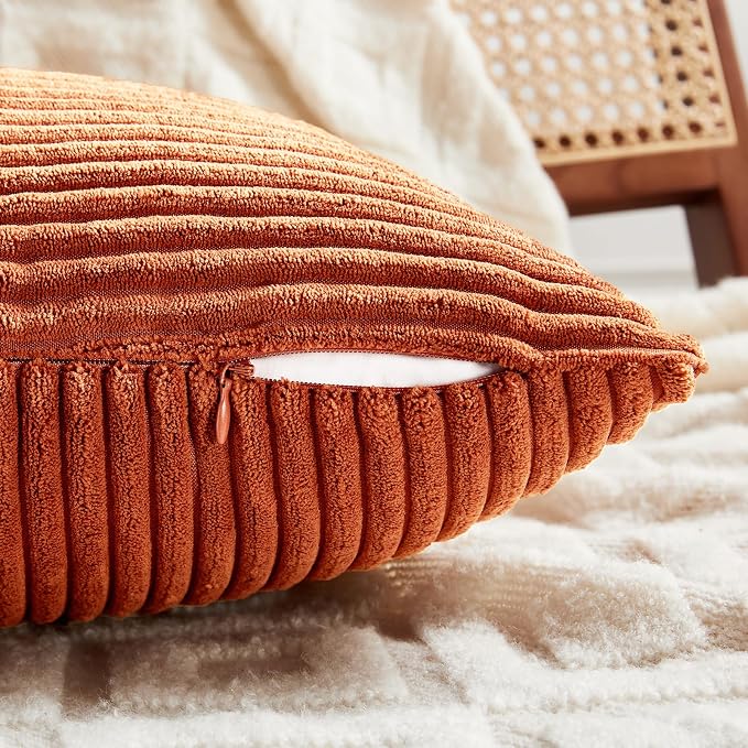 Fancy Homi Set of 2 Burnt Orange Lumbar Decorative Throw Pillow Covers 12x20 - Image 4