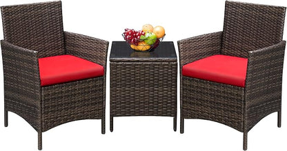 Greesum 3 Pieces Patio Furniture Sets Outdoor PE Rattan Wicker Chairs by BuynowfromGreesum