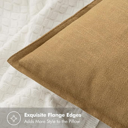 MIULEE Decorative Linen Pillow Covers 18x18 Inch Mustard Yellow | Boho - Image 2
