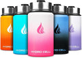 HYDRO CELL Stainless Steel Insulated Water Bottle with Straw - For Cold & Hot Drinks - Metal Vacuum Flask with Screw Cap and Modern Leakproof Sport Thermos for Adults (White/Pink 14oz)