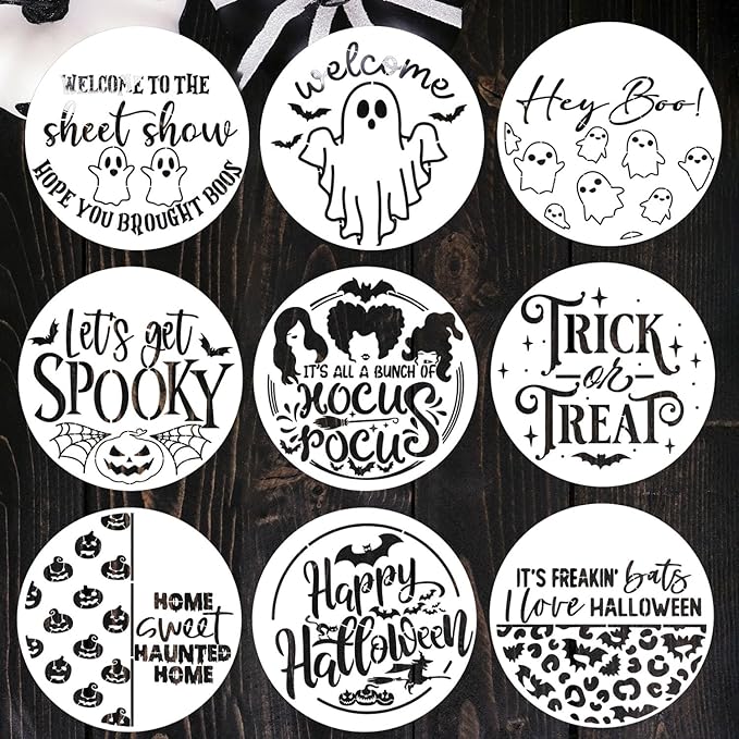 Halloween Stencils for Painting on Wood 12” Large Halloween Stencil Hey Boo Trick or Treat Hocus Pocus Templates for Door Hanger Porch Sign Shirt Painting