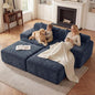 83.5" Boneless Loveseat with 2 Ottoman, Cloud Comfy Sofa Bed, Modular Sofa by Mifnas