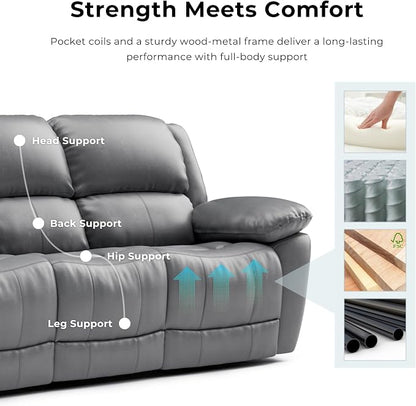 Furniture of America Sorin Modern Leather Recliner Sofa - Image 6