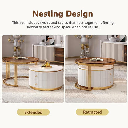 Modern 2 Pieces Round Nesting Coffee Table - Image 7
