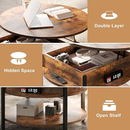 FABATO Round Lift Top Coffee Table - Image 5