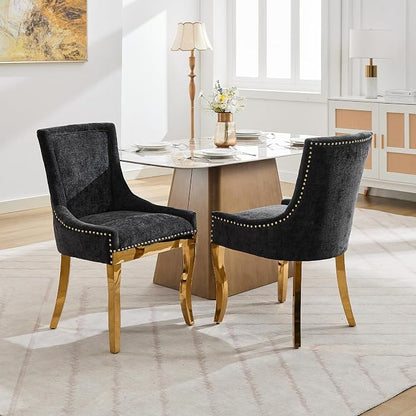 Upholstered Dining Chairs Set of 2, Modern Fabric Side Chairs - Image 2