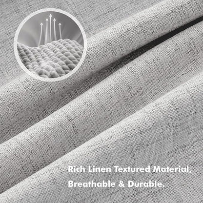 MIULEE 100% Blackout Linen Curtains 42 x 63 Inch Greyish White 2 Panels | - Image 3