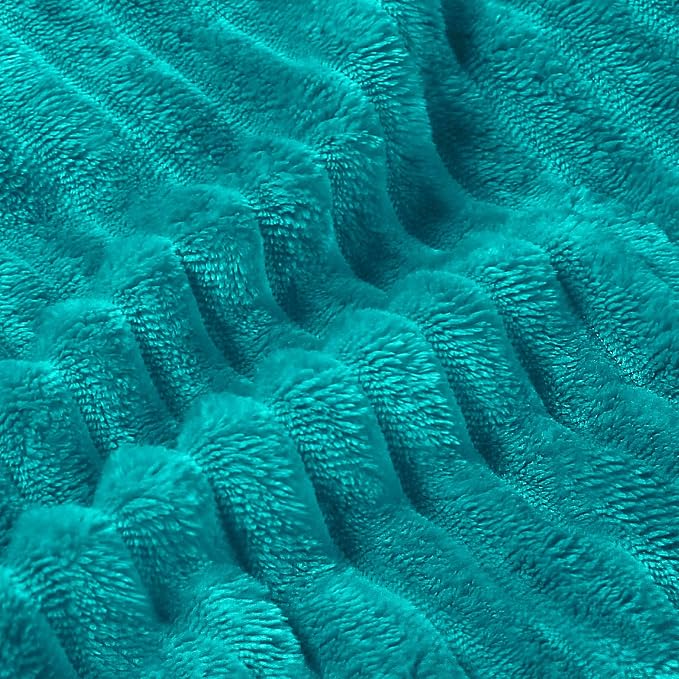 BEDELITE Ribbed Jacquard Ocean Blue Fleece Twin Blanket - Image 5