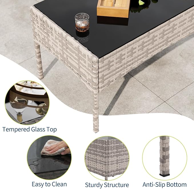 GarveeLife 4-Piece Patio Furniture Set, Rattan Outdoor Furniture - Image 3