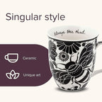 Karma Gifts 16 oz Black and White Boho Mug Bee - Cute Coffee and Tea Mug - Ceramic Coffee Mugs for Women and Men, 1 Count (Pack of 1)