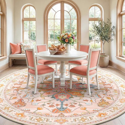 RELEANY Washable Area Rug, Round 10ft, Water Repellent, Pet Friendly, Vintage - Image 3