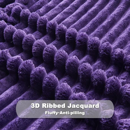 NEWCOSPLAY Fleece Ribbed Cozy King Blanket - Image 5