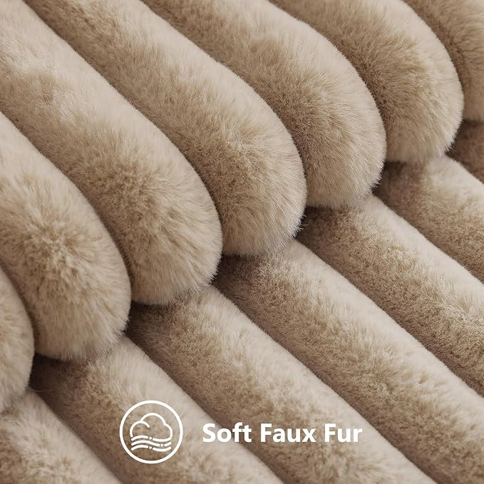 decorUhome Fall Faux Fur Throw Pillow Covers 16x16 Set of 2 Khaki Brown | - Image 2