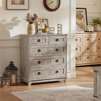 Joaxswe Farmhouse 5 Drawer Dresser - Image 7