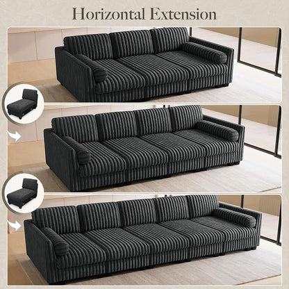 Belffin Plush Corduory Sectional Sleeper Sofa - Image 8