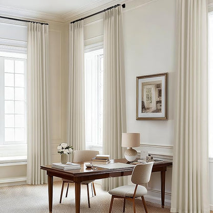 Greyish Beige Linen Curtains 90 Inches Long Pinch Pleat Semi Sheer | Neutral - Image 7
