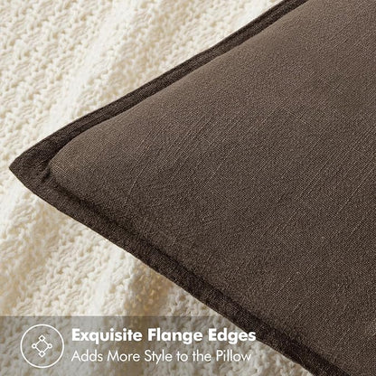 MIULEE Decorative Linen Euro Sham Pillow Covers 22x22 Inch Dark Coffee Chocolate - Image 2