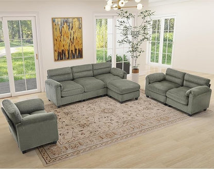 HAOMARKETS Corduroy 4-Piece Sofa Set, Upholstered Ottoman Set of 2, Accent - Image 7