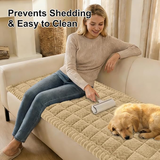 Smiry Couch Cover for Dogs, Non Slip Fuzzy Pet Sofa Arm Covers Washable | Sofa - Image 3