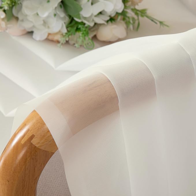 Ivory Sheer Curtains 84 Inches Long 2 Panels, Solid Voile Light Filtering Airy - Image 8
