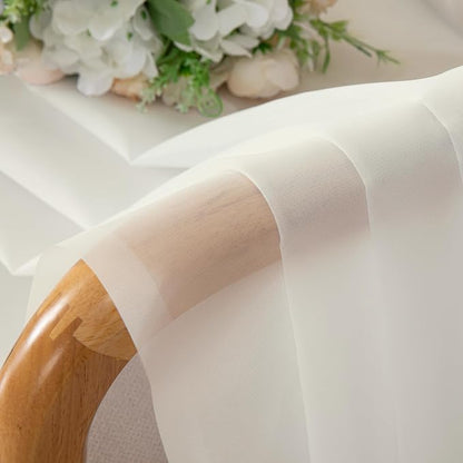 14 Inch Ivory Sheer Curtains Valance 2 Pieces, Cafe Kitchen Curtain - Image 3