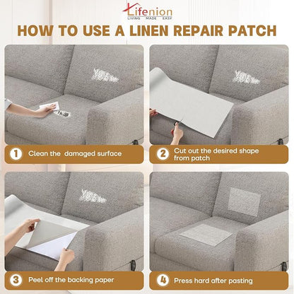 Fabric Repair Patches, 17X158 inch Linen Self-Adhesive Fabric Repair Tape - Image 4