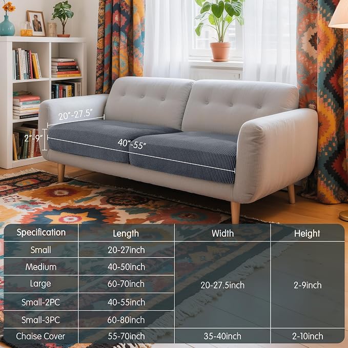 Hokway 2 Piece Individual Couch Cushion Slipcovers Stretch Reversible Cushion - Image 3