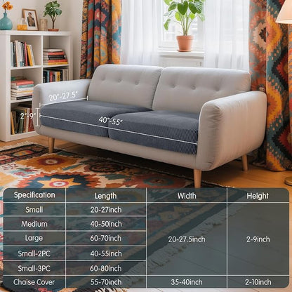 Hokway 2 Piece Individual Couch Cushion Slipcovers Stretch Reversible Cushion - Image 3