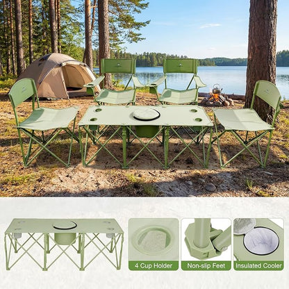 Camping Chair Set of 3, Outdoor Folding Camping Chairs - Image 5