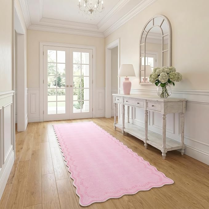 GarveeHome 2x6 Scalloped Washable Runner Rug Non Slip Hallway Kitchen Rug | - Image 4
