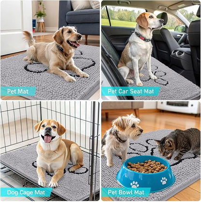 OLANLY Dog Door Mat for Muddy Paws 36x24, Paw Print Design Chenille Mud Mat | - Image 7